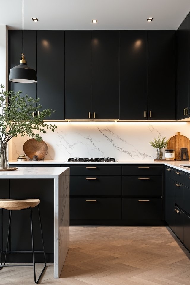 elegant black kitchen cabinetry