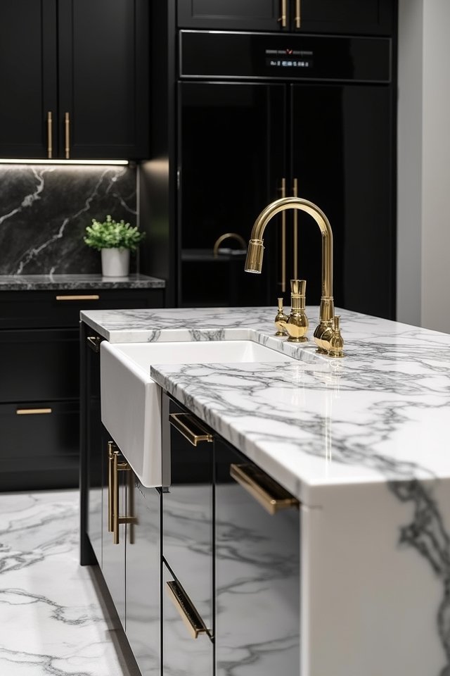 elegant black marble kitchen