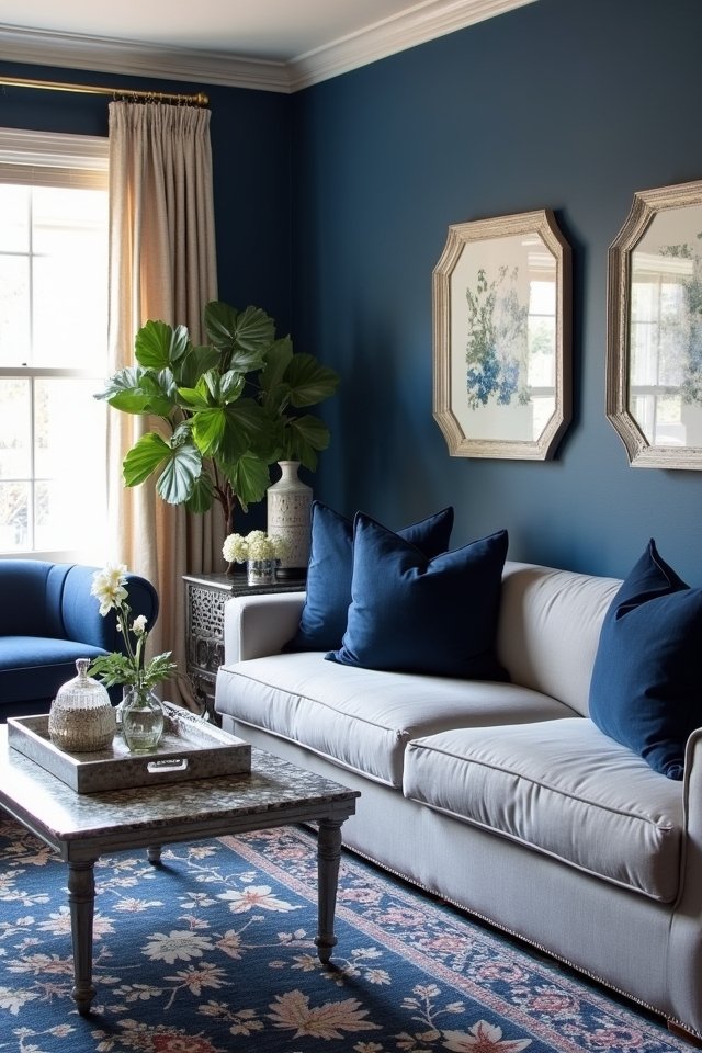 elegant blue and silver