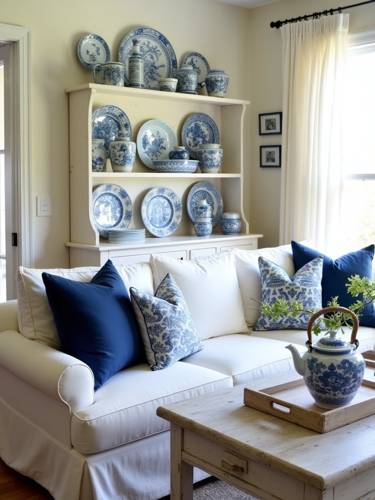 elegant blue and white ceramics