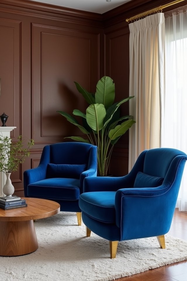 elegant blue velvet chairs