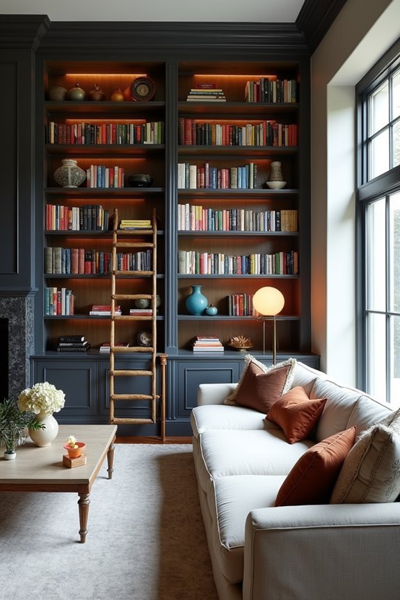 elegant bookcase ladder designs
