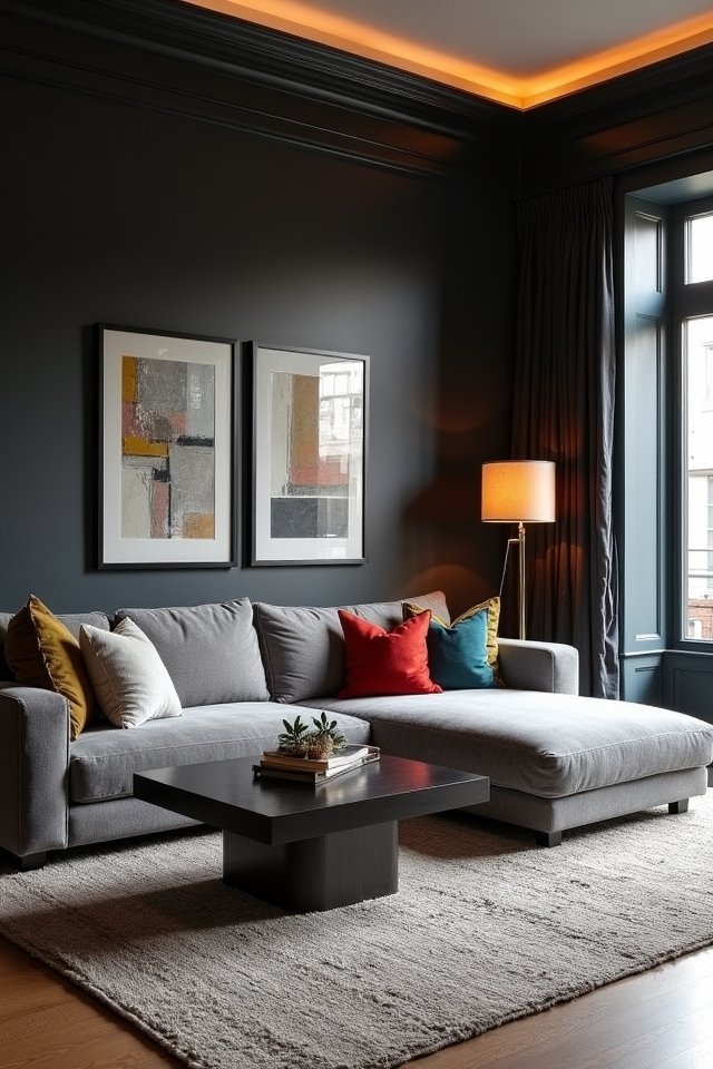 elegant charcoal living room
