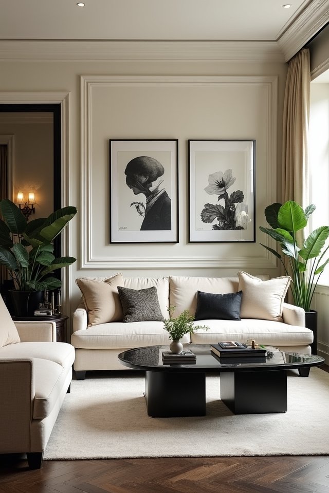 elegant cream and black