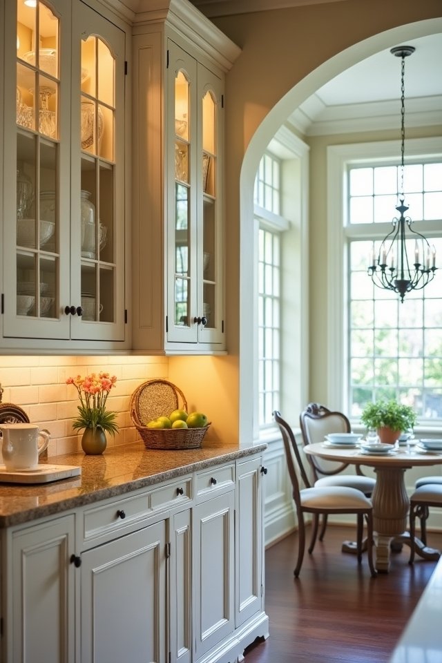 elegant cream glass cabinets
