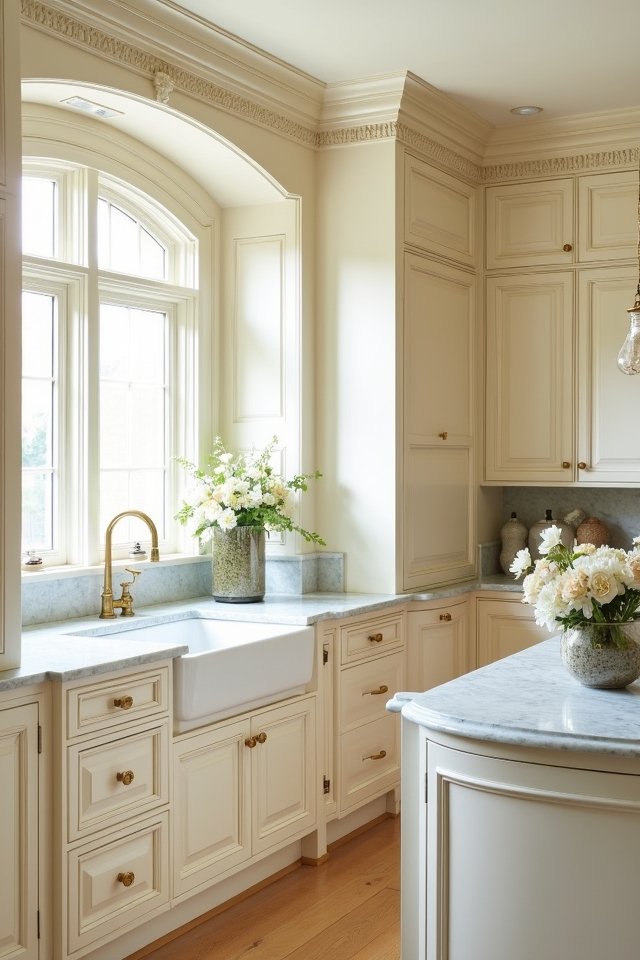 elegant cream kitchen cabinets