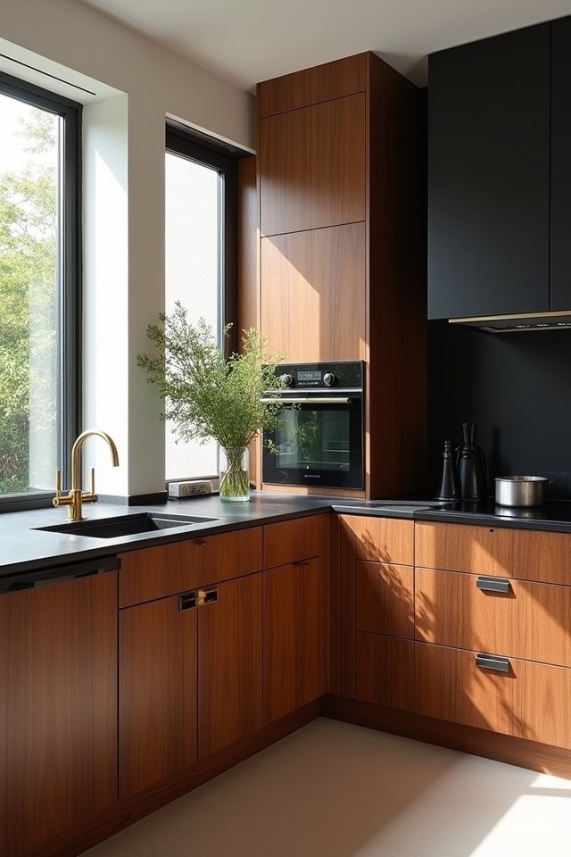 elegant dark wood brass