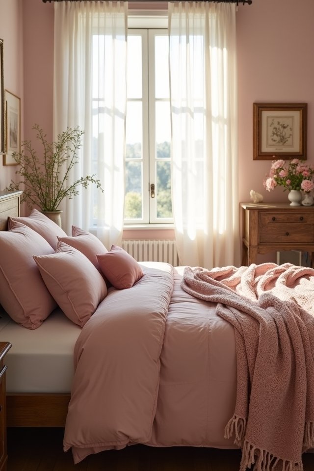 elegant dusty pink bedding