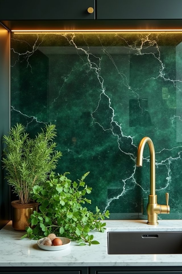elegant forest green marble