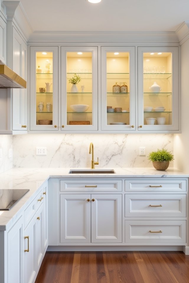 elegant glass cabinets illuminated