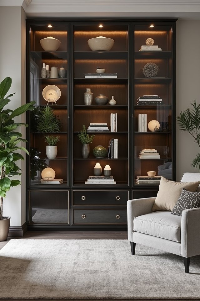 elegant glass front cabinets