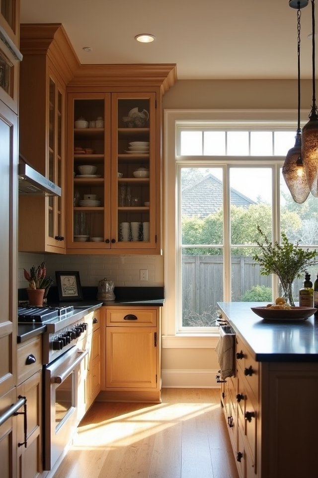 elegant glass front cabinets