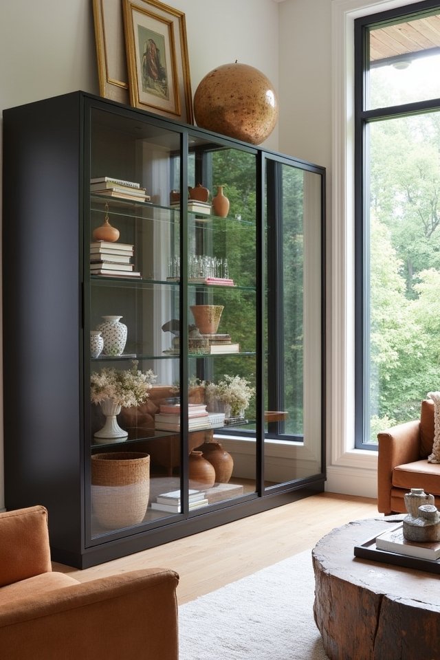 elegant glass front cabinets