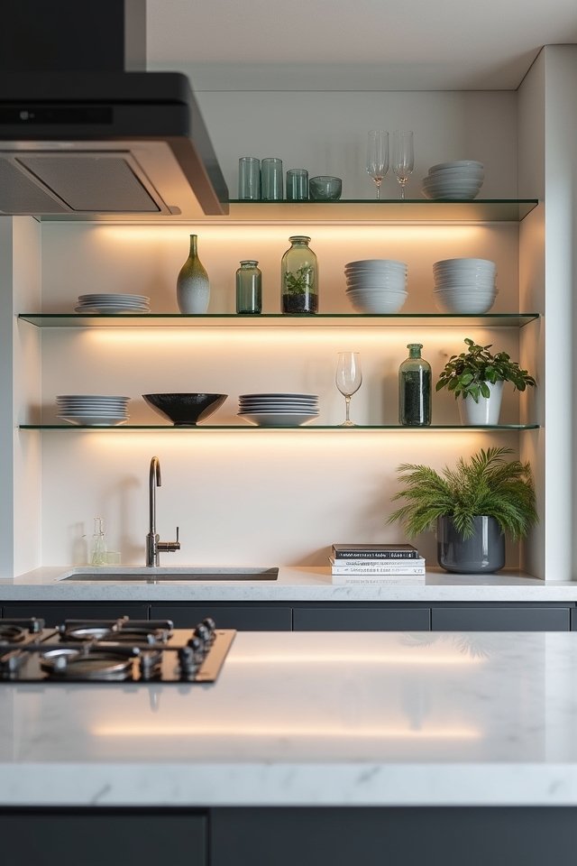 elegant glass shelf display