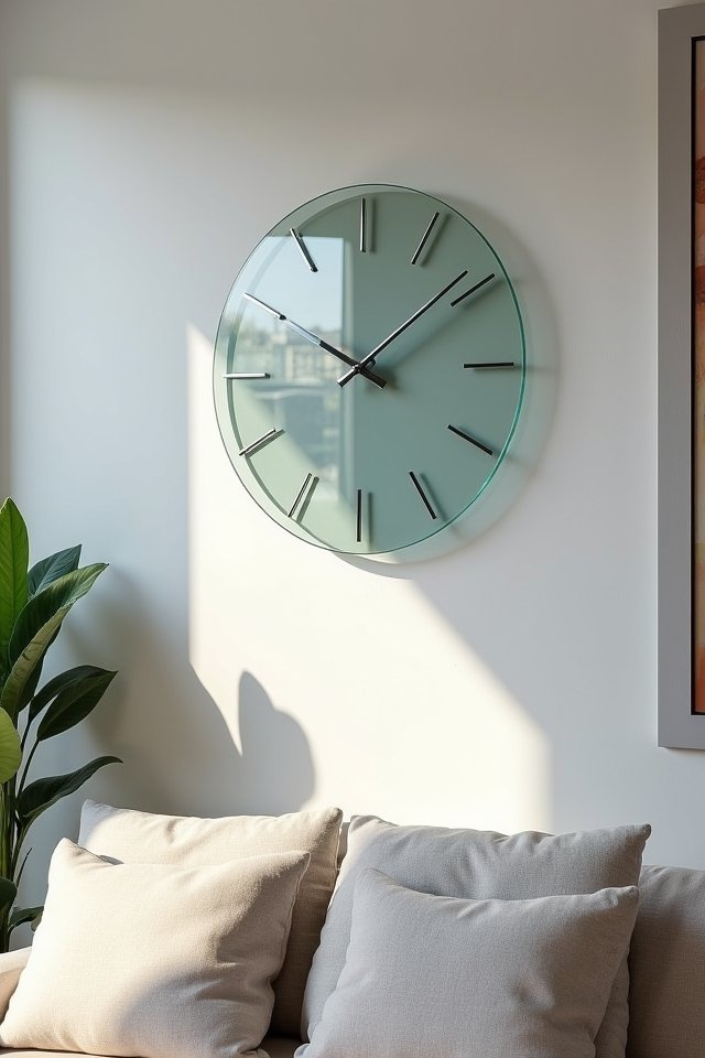 elegant glass wall clock