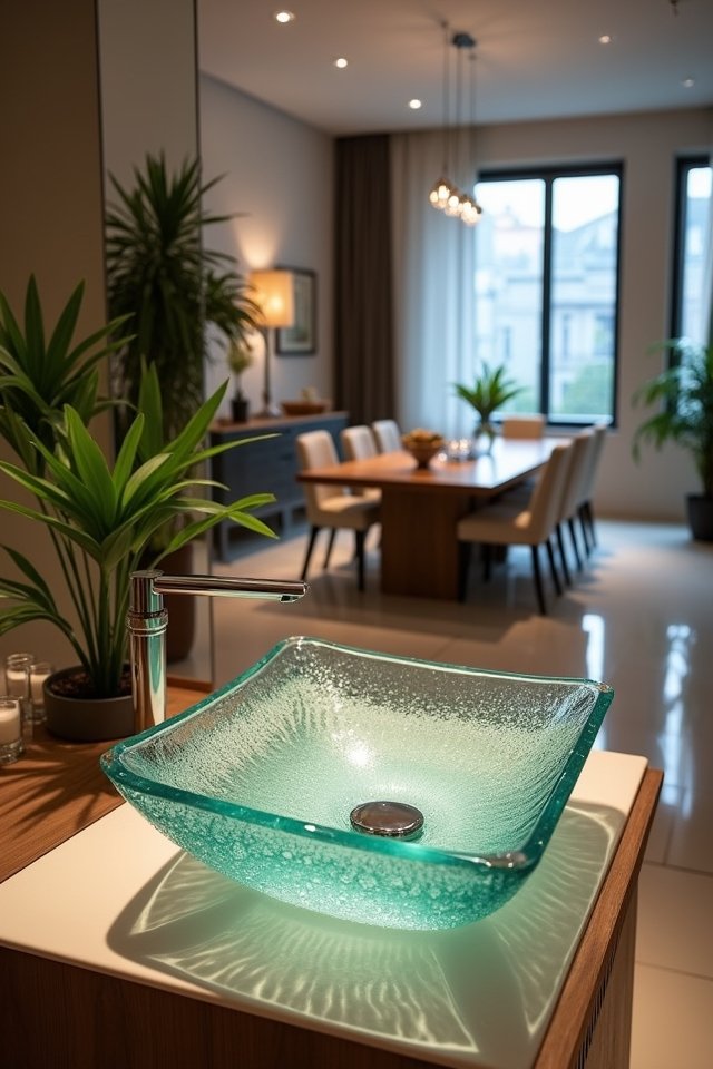 elegant glass wash basins
