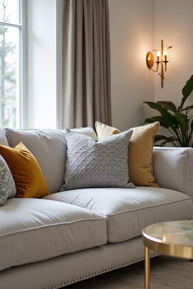 elegant gray and gold pillows