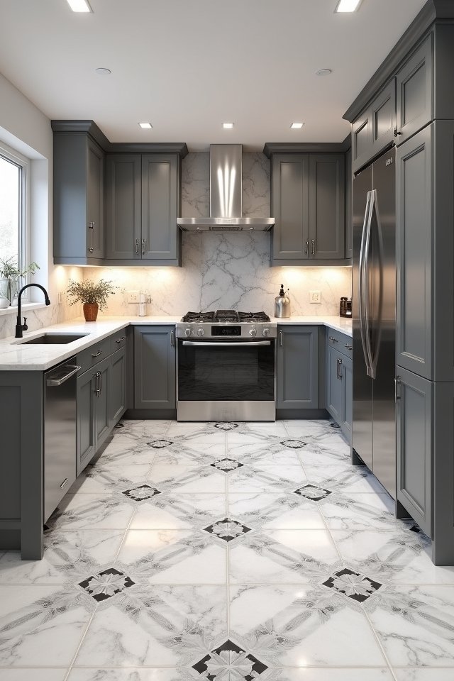 elegant gray and white flooring
