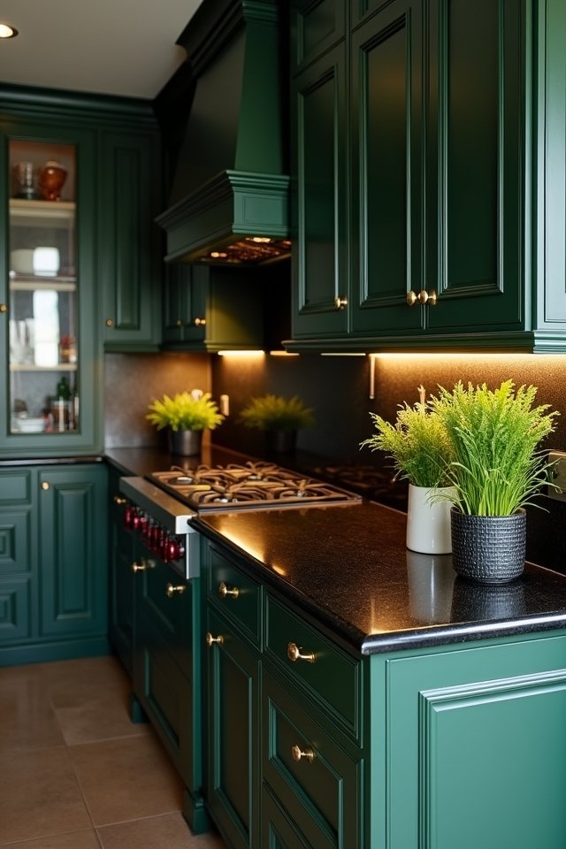 elegant green kitchen cabinets