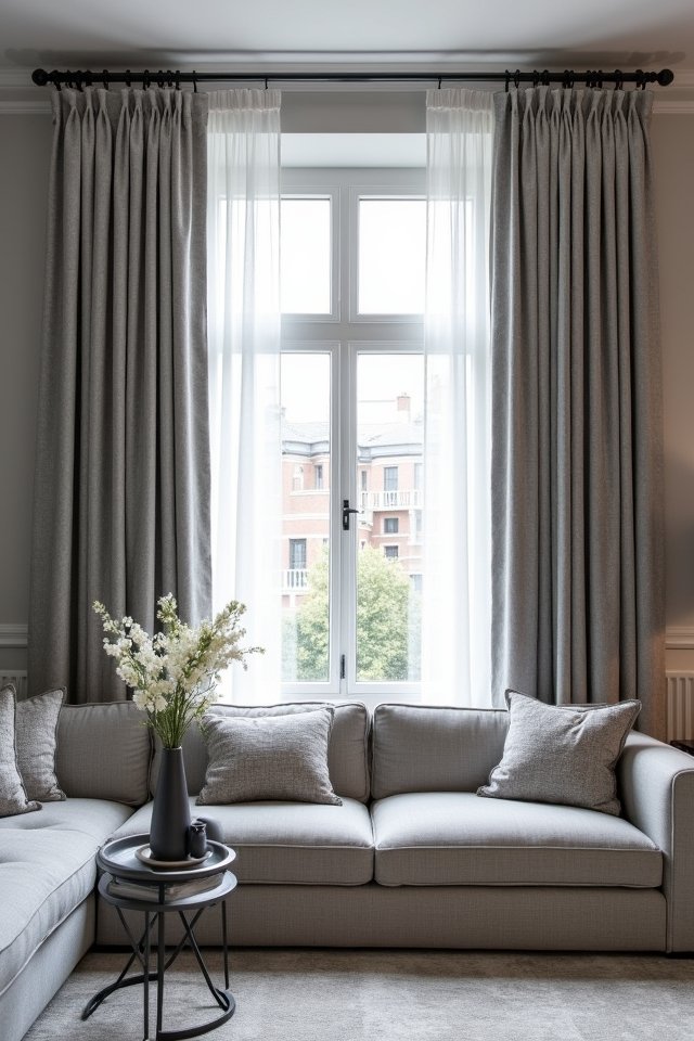 elegant grey jacquard curtains