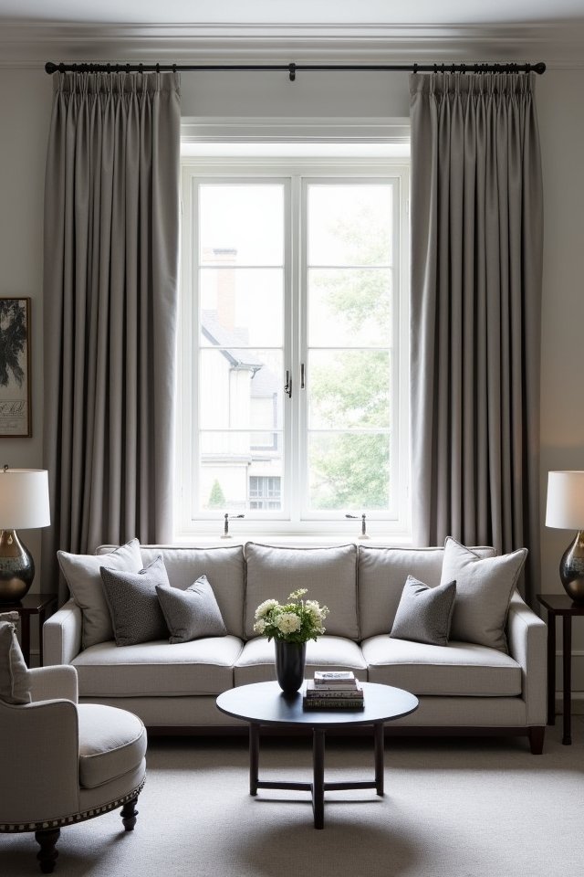 elegant grey pleat curtains
