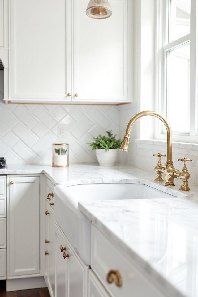 elegant herringbone gold accents