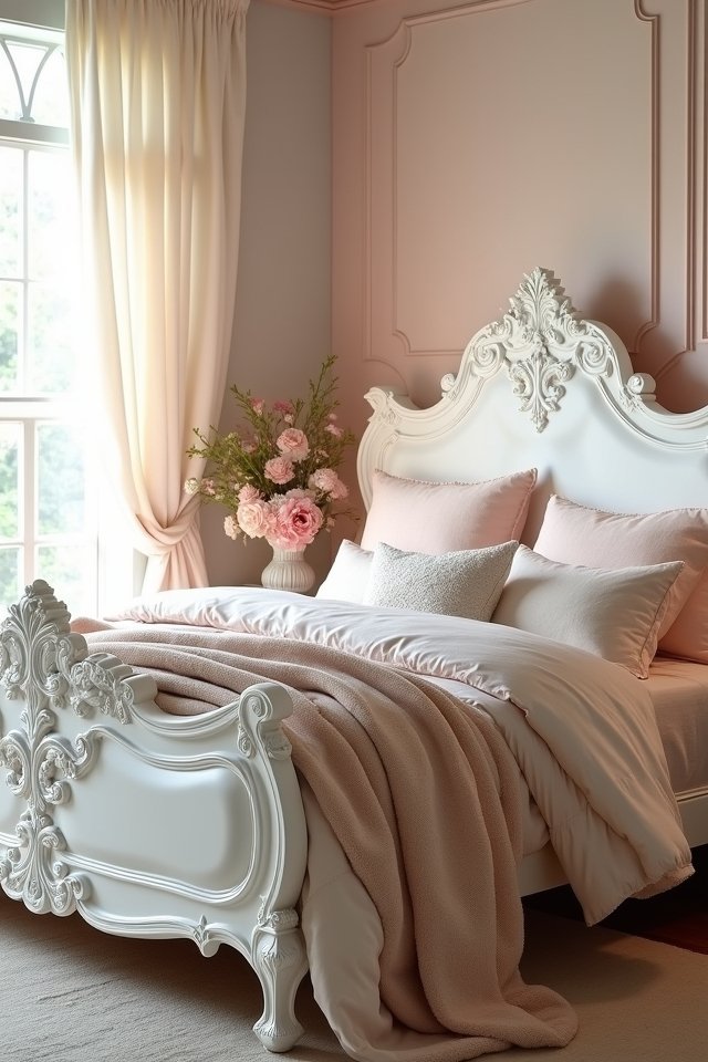 elegant intricate white bed