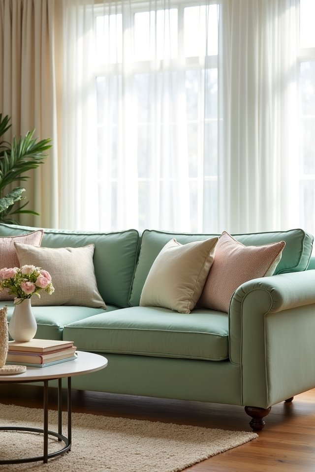 elegant light green sofa