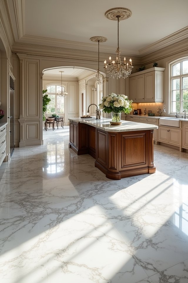 elegant marble kitchen flooring