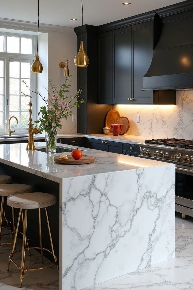 elegant marble kitchen islands