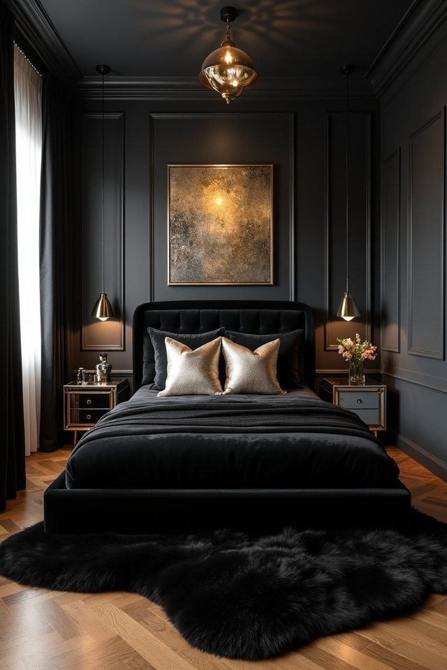 elegant metallic bedroom accents
