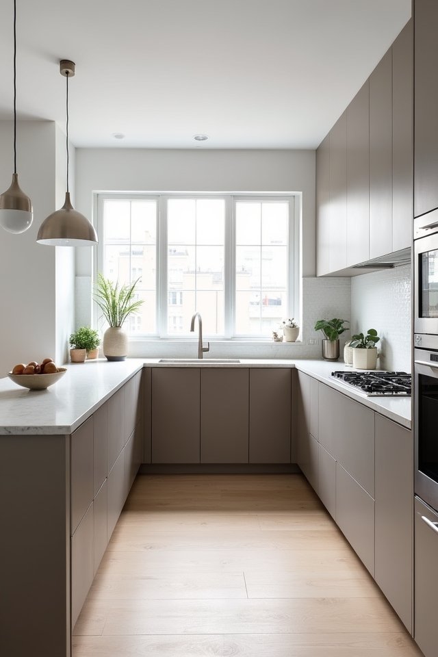 elegant minimalist taupe cabinets