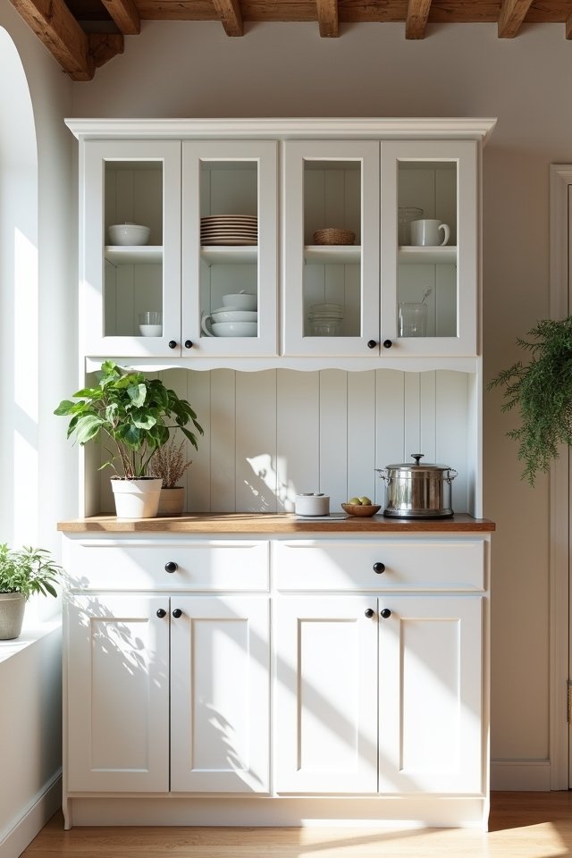 elegant minimalist white hutch