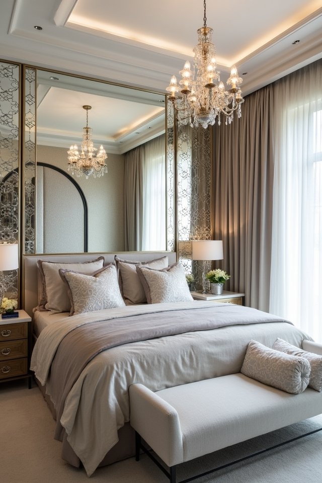 elegant mirrored bedroom accents