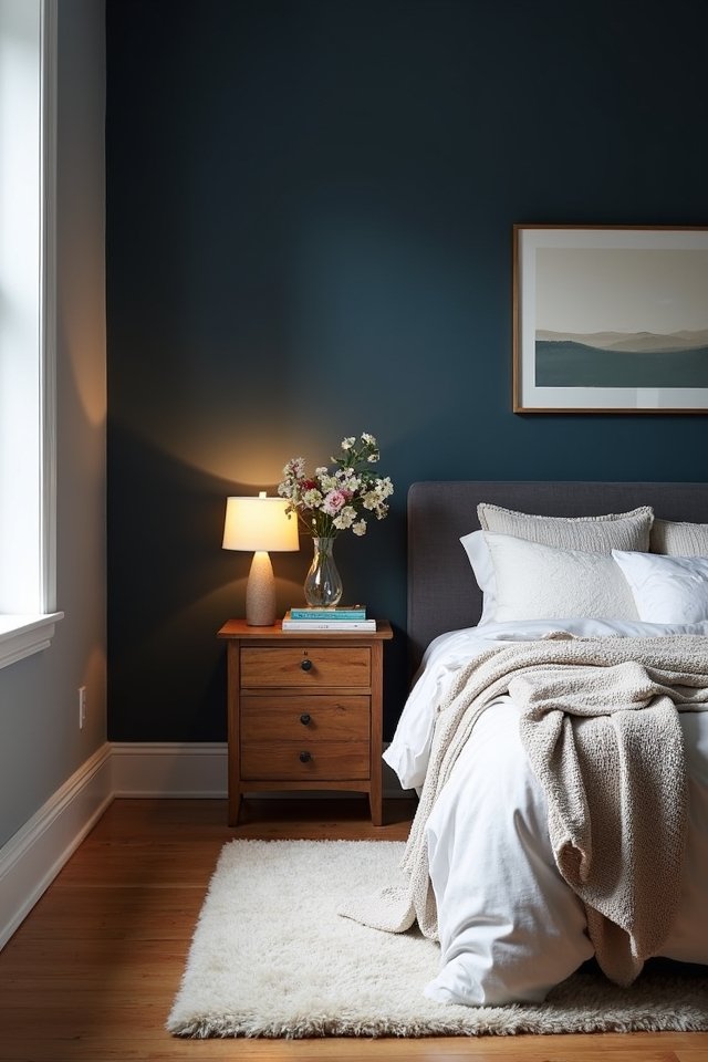 elegant navy bedroom retreat