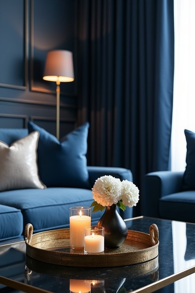 elegant navy blue trays