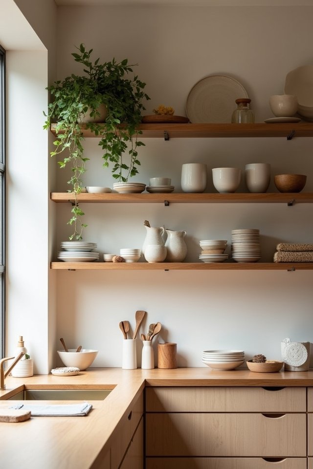 elegant open shelving display