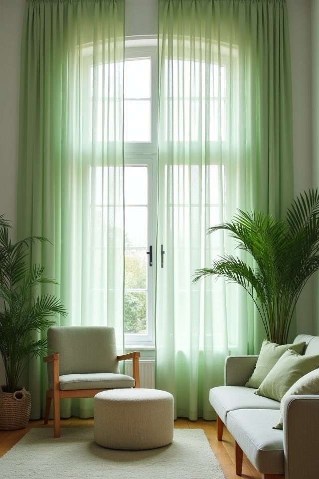 elegant pale green curtains