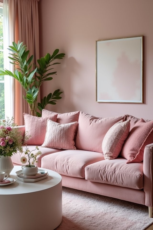 elegant pink pillow accents