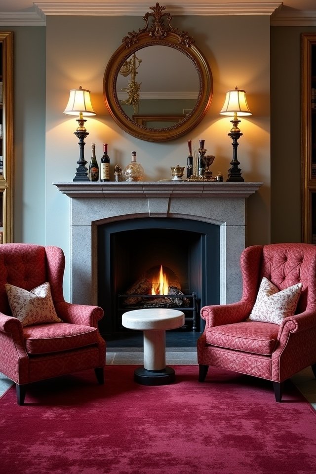 elegant red accent chairs