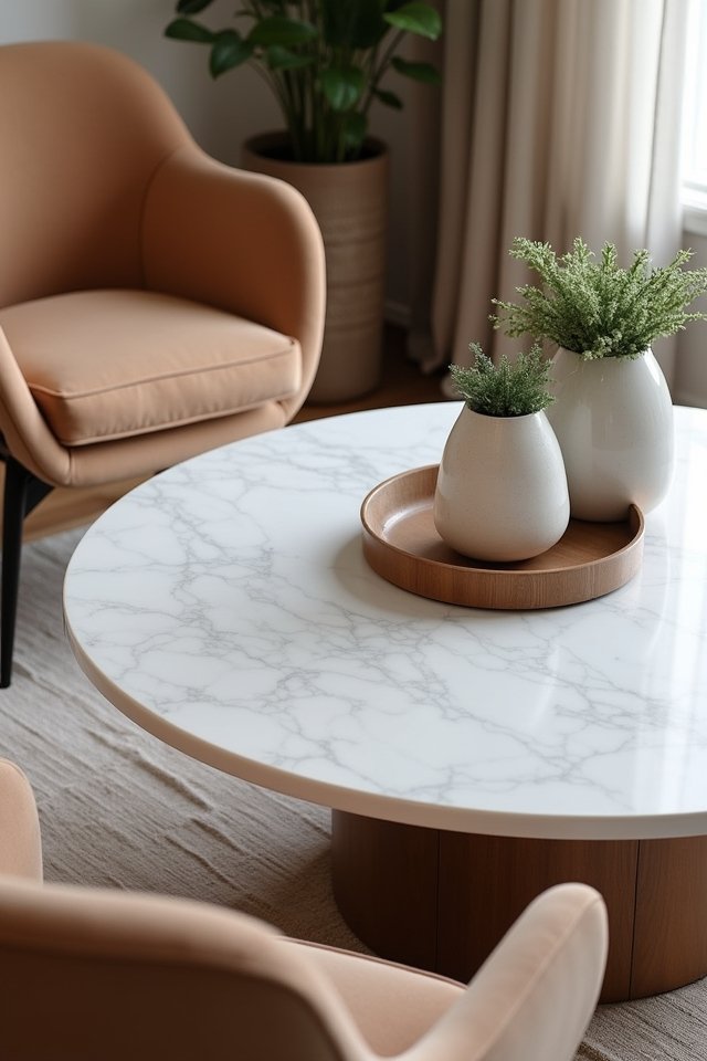 elegant round marble table