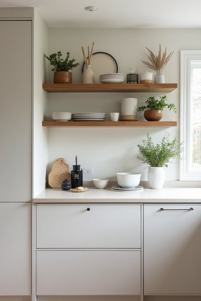 elegant rustic kitchen shelves