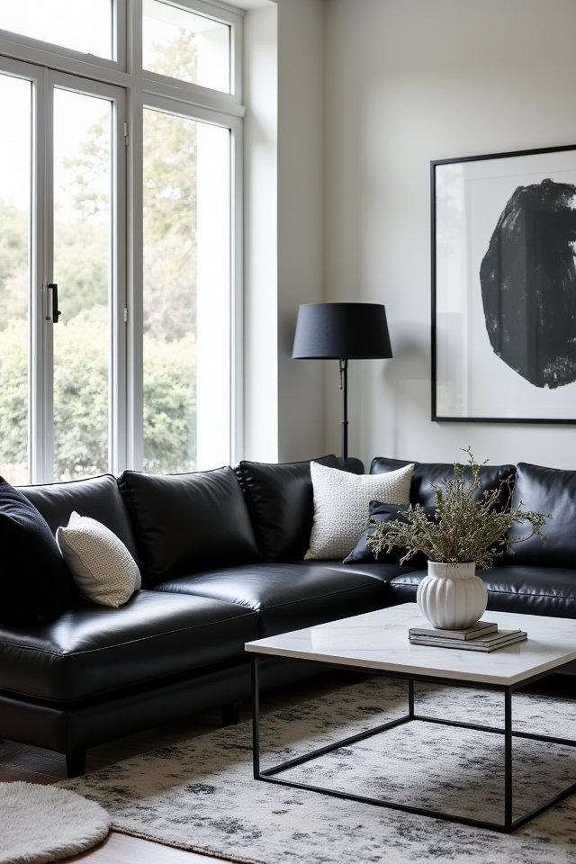 elegant sleek leather furniture