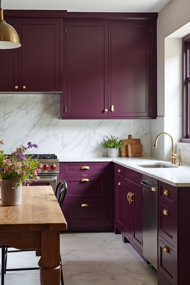 elegant sophisticated plum kitchen