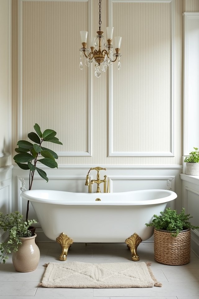 elegant striped bathroom design