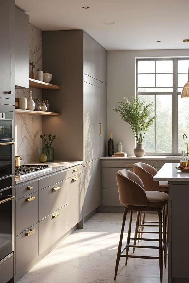 elegant taupe kitchen cabinets