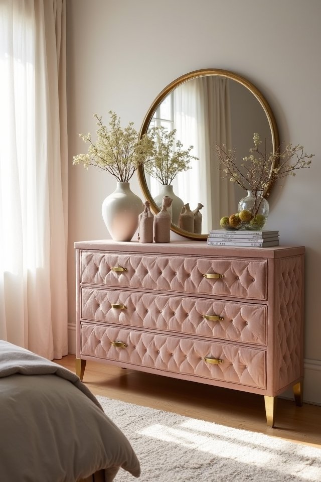 elegant upholstered chest drawers