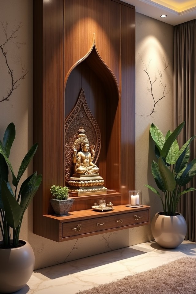 elegant wall mounted mandir