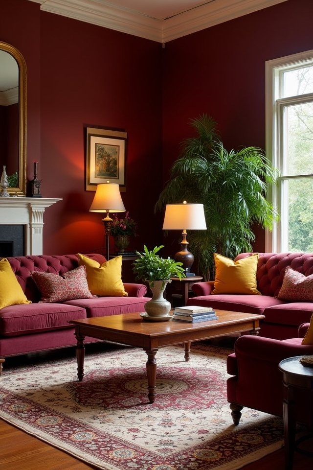 elegant warm burgundy accents