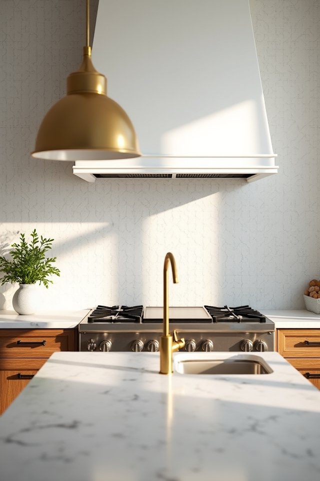 elegant white and gold backsplash